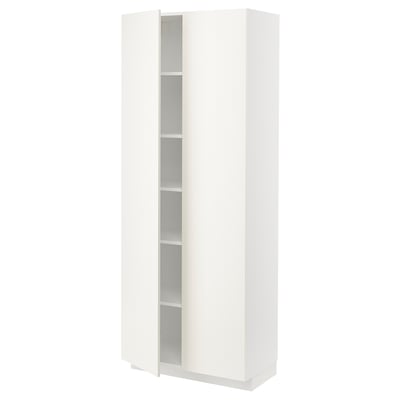 METOD High cabinet with shelves/2 doors, white/Vallstena white, 80x41x200 cm