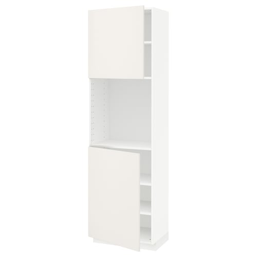 White METOD kitchen cabinet, tall, sleek design, smooth surfaces, adjustable shelf.