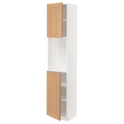 METOD High cabinet with shelves/2 doors, white/Vedhamn oak, 40x41x200 cm