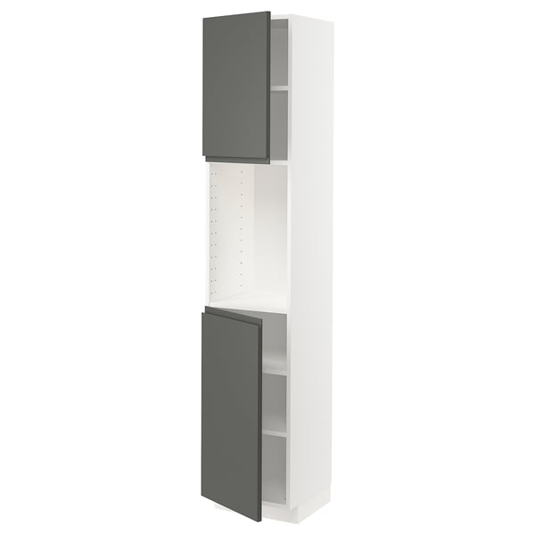 METOD High cabinet with shelves/2 doors, white/Voxtorp dark grey, 40x41x200 cm