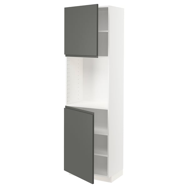 METOD High cabinet with shelves/2 doors, white/Voxtorp dark grey, 60x41x200 cm