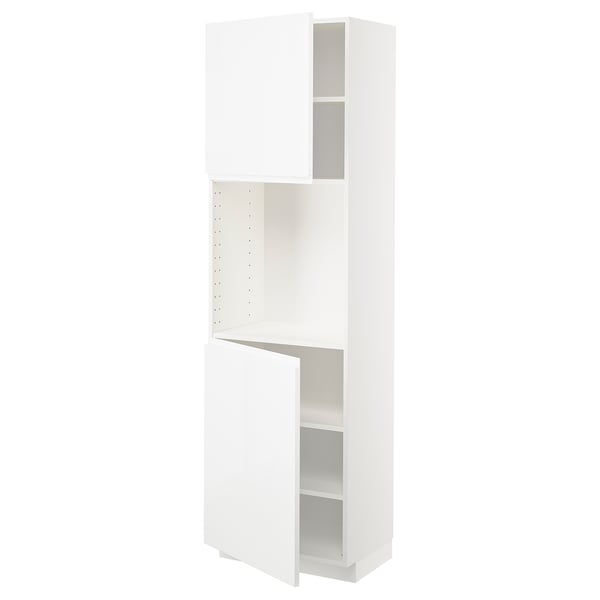 METOD High cabinet with shelves/2 doors, white/Voxtorp high-gloss/white, 60x41x200 cm