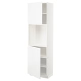 METOD High cabinet with shelves/2 doors, white/Voxtorp high-gloss/white, 60x41x200 cm