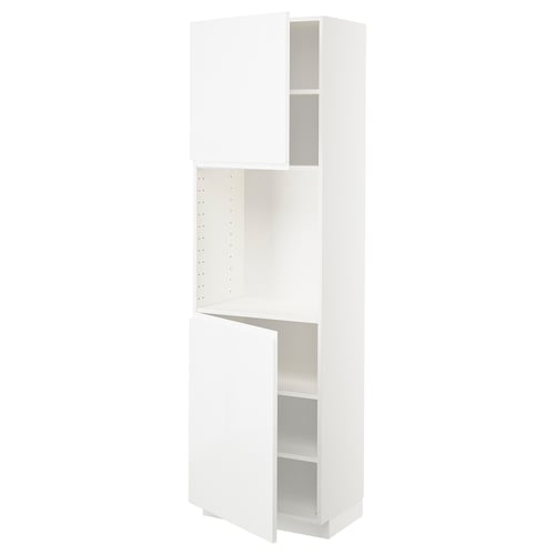 A white METOD kitchen cabinet with a high gloss finish and a left-side hinge door.