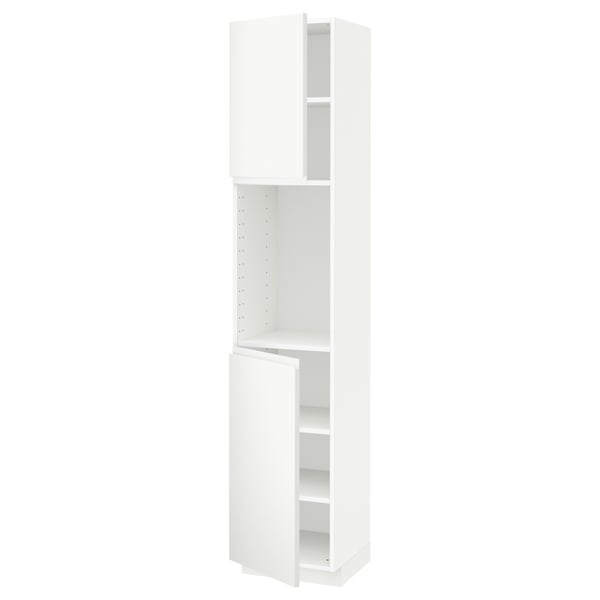 METOD High cabinet with shelves/2 doors, white/Voxtorp matt white, 40x41x200 cm
