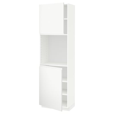 METOD High cabinet with shelves/2 doors, white/Voxtorp matt white, 60x41x200 cm