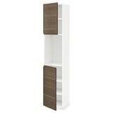 METOD High cabinet with shelves/2 doors, white/Voxtorp walnut effect, 40x41x200 cm