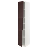METOD High cabinet with shelves/3 doors, white Askersund/dark brown ash effect, 40x60x220 cm