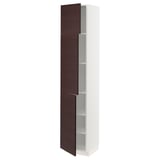 METOD High cabinet with shelves/3 doors, white Askersund/dark brown ash effect, 40x41x200 cm