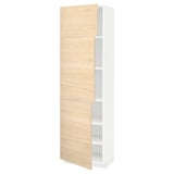 METOD High cabinet with shelves/3 doors, white/Askersund light ash effect, 60x41x200 cm