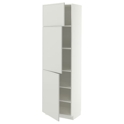 METOD High cabinet with shelves/3 doors, white/Aspudden light grey, 60x41x200 cm