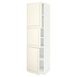 METOD High cabinet with shelves/3 doors, white/Bodbyn off-white, 60x60x220 cm