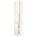 METOD High cabinet with shelves/3 doors, white/Bodbyn off-white, 40x60x220 cm