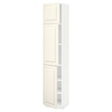 METOD High cabinet with shelves/3 doors, white/Bodbyn off-white, 40x41x200 cm