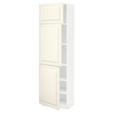 METOD High cabinet with shelves/3 doors, white/Bodbyn off-white, 60x41x200 cm