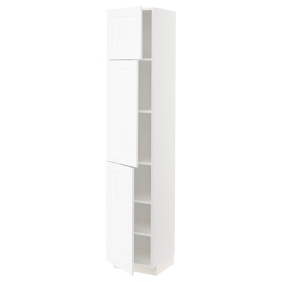 METOD High cabinet with shelves/3 doors, white Enköping/white wood effect, 40x41x200 cm