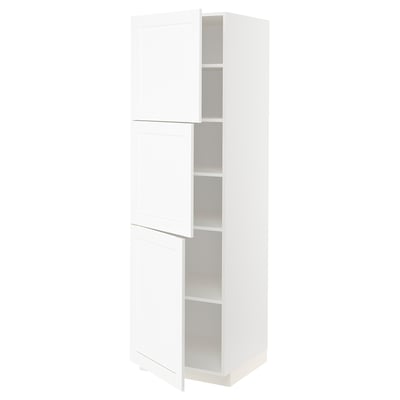 METOD High cabinet with shelves/3 doors, white Enköping/white wood effect, 60x60x200 cm