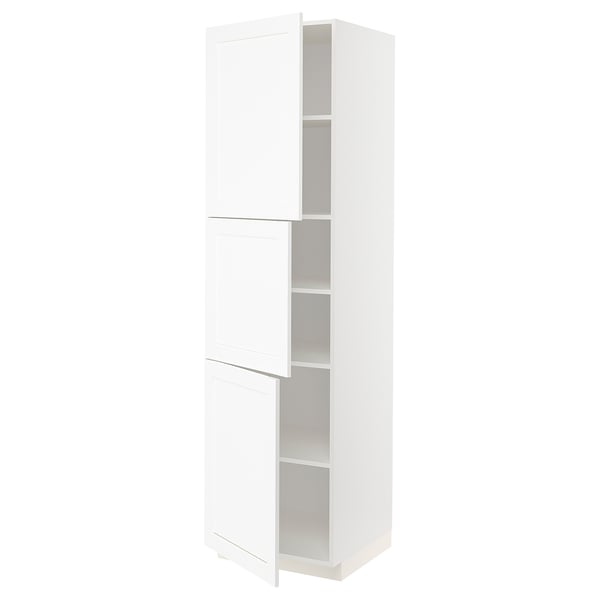 METOD High cabinet with shelves/3 doors, white Enköping/white wood effect, 60x60x220 cm