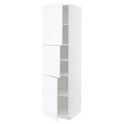 METOD High cabinet with shelves/3 doors, white Enköping/white wood effect, 60x60x220 cm