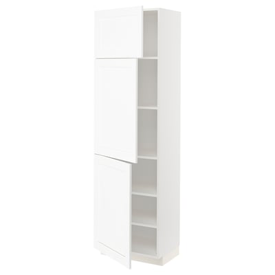 METOD High cabinet with shelves/3 doors, white Enköping/white wood effect, 60x41x200 cm
