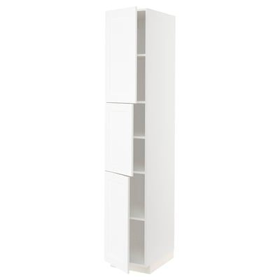 METOD High cabinet with shelves/3 doors, white Enköping/white wood effect, 40x60x220 cm