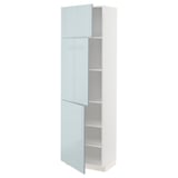 METOD High cabinet with shelves/3 doors, white/Kallarp light grey-blue, 60x41x200 cm