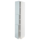 METOD High cabinet with shelves/3 doors, white/Kallarp light grey-blue, 40x60x220 cm
