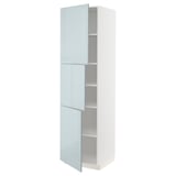 METOD High cabinet with shelves/3 doors, white/Kallarp light grey-blue, 60x60x220 cm