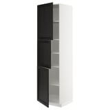 METOD High cabinet with shelves/3 doors, white/Lerhyttan black stained, 60x60x220 cm