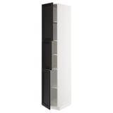 METOD High cabinet with shelves/3 doors, white/Lerhyttan black stained, 40x60x220 cm