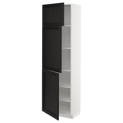 METOD High cabinet with shelves/3 doors, white/Lerhyttan black stained, 60x41x200 cm