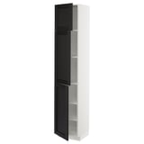 METOD High cabinet with shelves/3 doors, white/Lerhyttan black stained, 40x41x200 cm