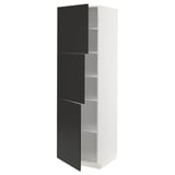 METOD High cabinet with shelves/3 doors, white/Nickebo matt anthracite, 60x60x200 cm