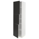 METOD High cabinet with shelves/3 doors, white/Nickebo matt anthracite, 60x60x220 cm