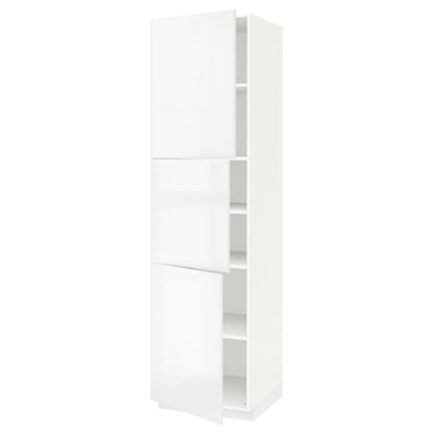 METOD High cabinet with shelves/3 doors, white/Ringhult white, 60x60x220 cm