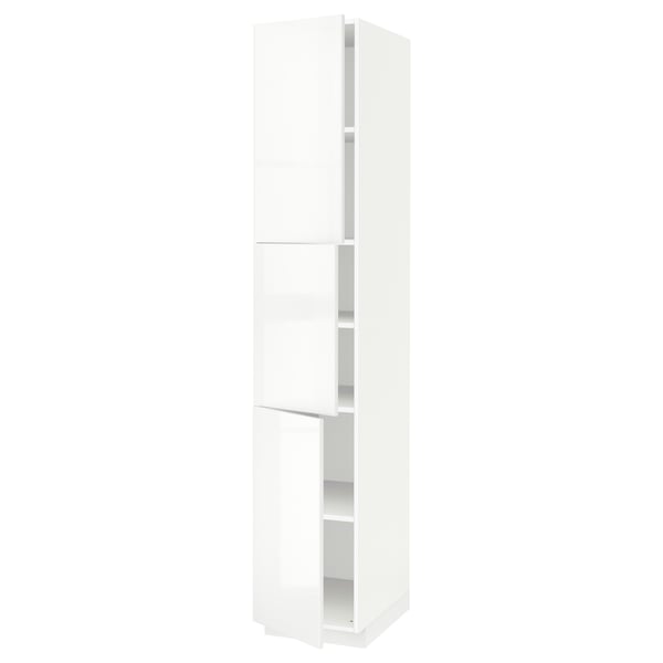 METOD High cabinet with shelves/3 doors, white/Ringhult white, 40x60x220 cm