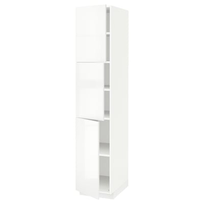 METOD High cabinet with shelves/3 doors, white/Ringhult white, 40x60x200 cm