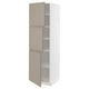 METOD High cabinet with shelves/3 doors, white/Upplöv matt dark beige, 60x60x200 cm