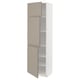METOD High cabinet with shelves/3 doors, white/Upplöv matt dark beige, 60x41x200 cm