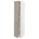 METOD High cabinet with shelves/3 doors, white/Upplöv matt dark beige, 40x60x200 cm