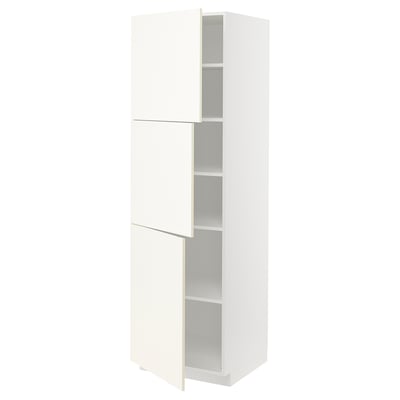 METOD High cabinet with shelves/3 doors, white/Vallstena white, 60x60x200 cm