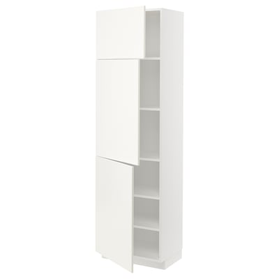 METOD High cabinet with shelves/3 doors, white/Vallstena white, 60x41x200 cm