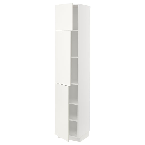 METOD High cabinet with shelves/3 doors, white/Vallstena white, 40x41x200 cm