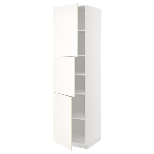 METOD High cabinet with shelves/3 doors, white/Vallstena white, 60x60x220 cm