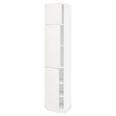 METOD High cabinet with shelves/3 doors, white/Veddinge white, 40x41x200 cm