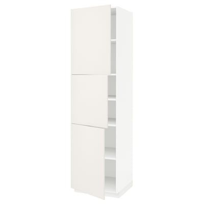 METOD High cabinet with shelves/3 doors, white/Veddinge white, 60x60x220 cm