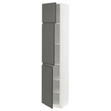 METOD High cabinet with shelves/3 doors, white/Voxtorp dark grey, 40x41x200 cm