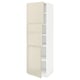 METOD High cabinet with shelves/3 doors, white/Voxtorp high-gloss light beige, 60x60x200 cm