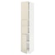 METOD High cabinet with shelves/3 doors, white/Voxtorp high-gloss light beige, 40x60x220 cm
