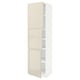 METOD High cabinet with shelves/3 doors, white/Voxtorp high-gloss light beige, 60x60x220 cm